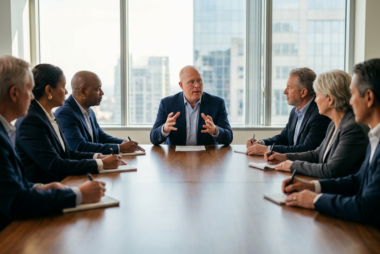 Trevor J. Dale leading an executive boardroom discussion